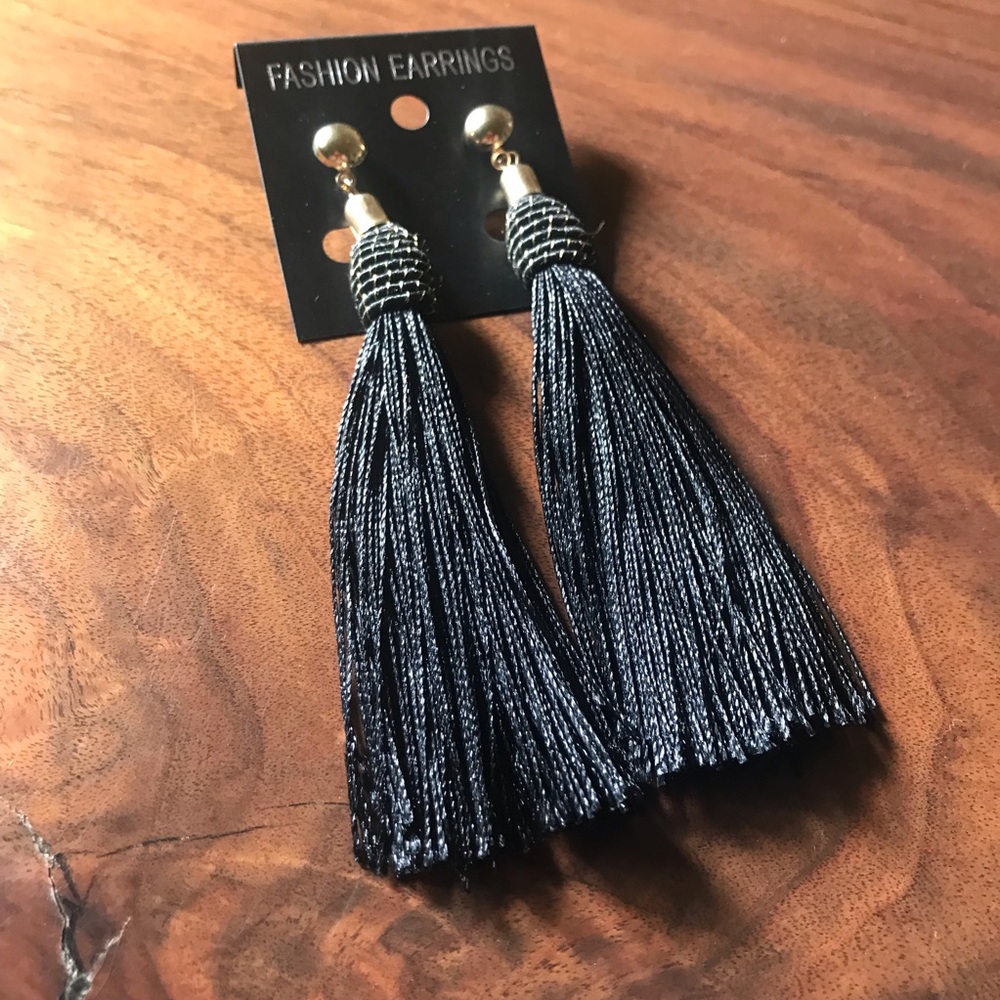 Long black hanging earrings
